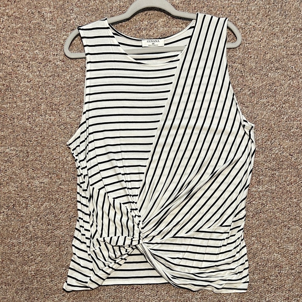 Zenana Outfitters Black and White Striped Tank Top